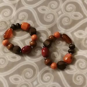 2 stretch wooden bead bracelets